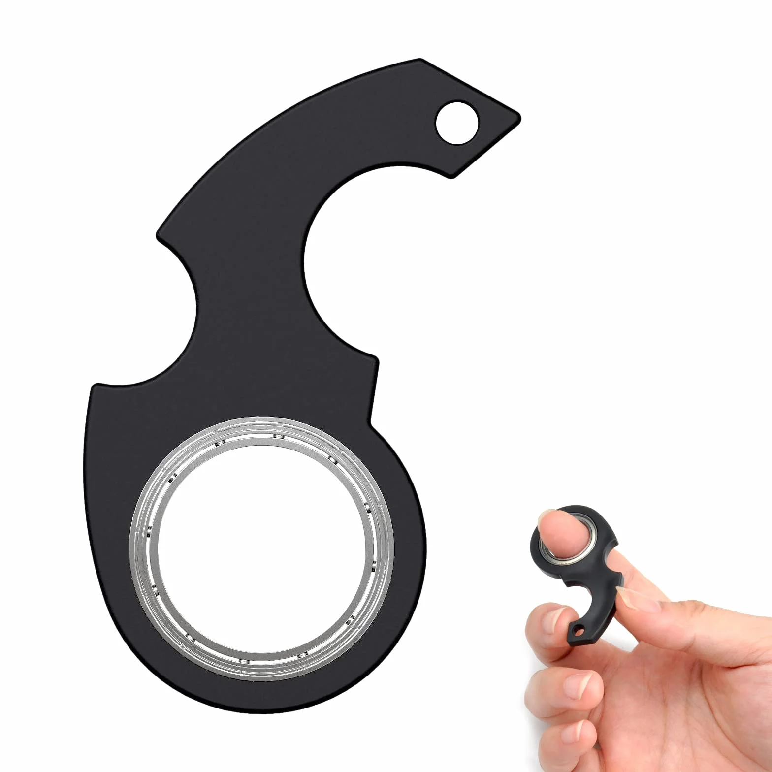 Spinner Brelok do kluczy, Zabawka z obrotowym brelokiem, wielofunkcyjna zabawka z kluczem Spinning Focus, ćwiczenia palców, zabawka na palce, ulga w stresie dla dzieci dorosłych (1 szt. czarny)