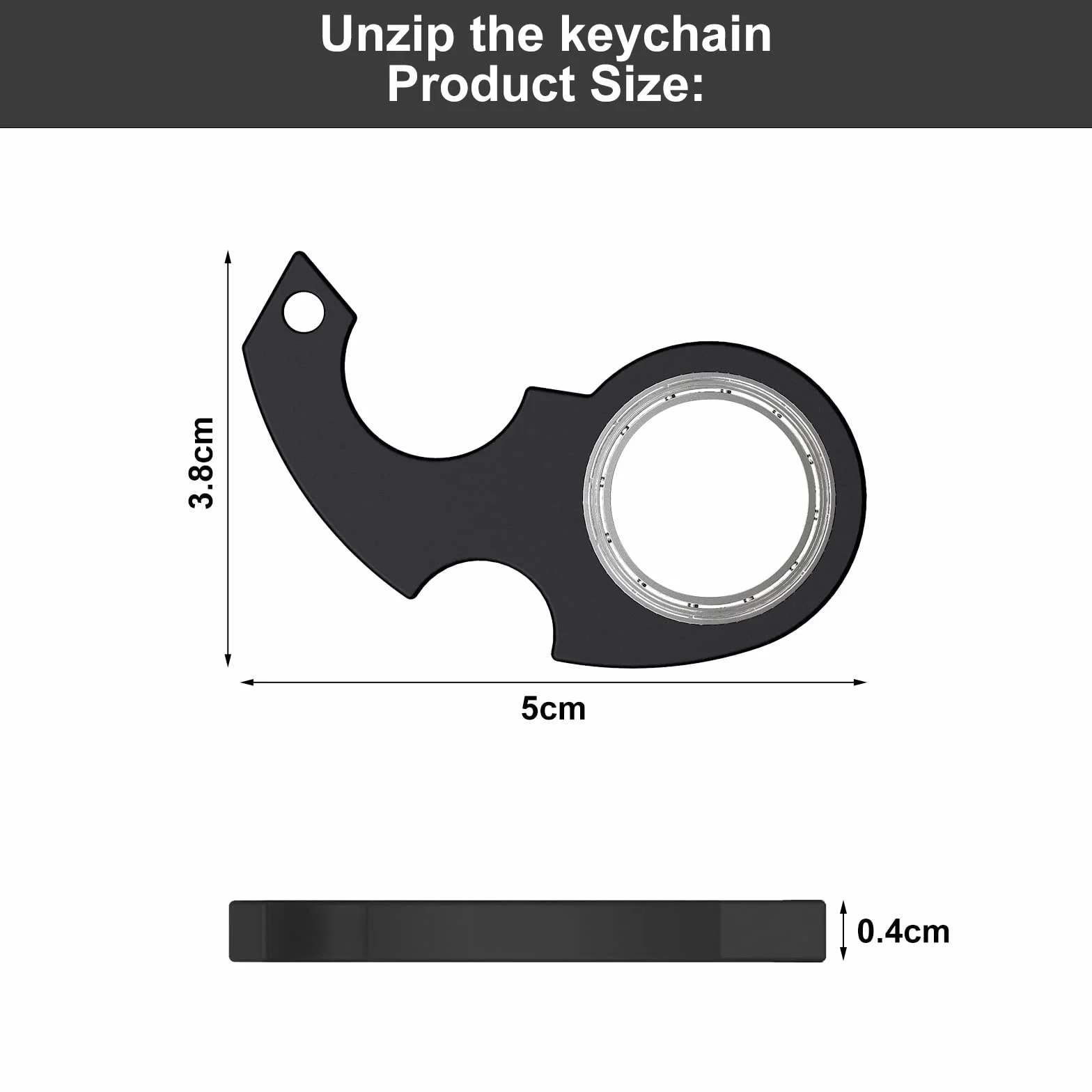 Spinner Brelok do kluczy, Zabawka z obrotowym brelokiem, wielofunkcyjna zabawka z kluczem Spinning Focus, ćwiczenia palców, zabawka na palce, ulga w stresie dla dzieci dorosłych (1 szt. czarny)