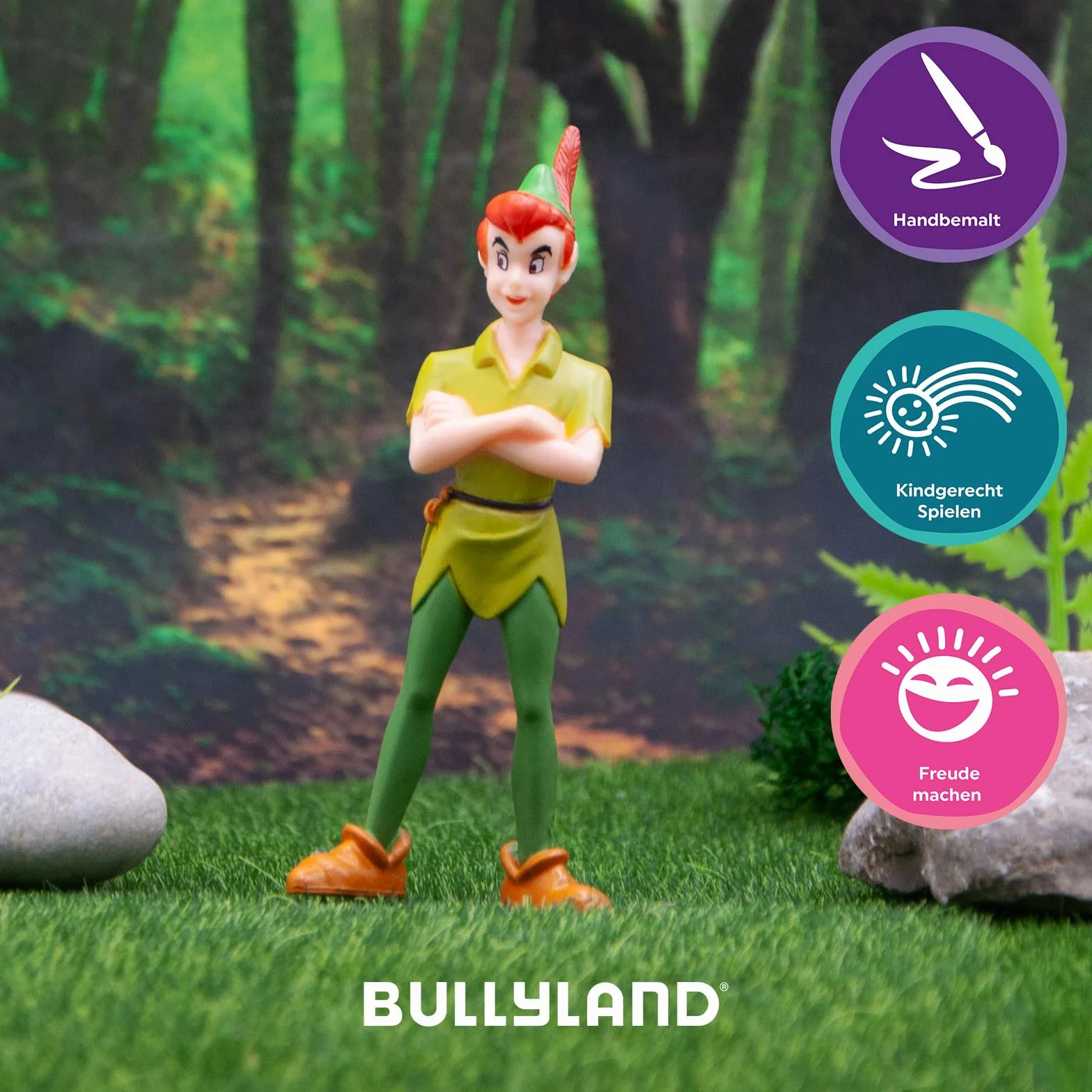 Bullyland 12650 - Figurka Walt Disney Peter Pan, ok. 9,4 cm, wierna w szczegóły, idealna jako mały prezent dla dzieci od 3 lat