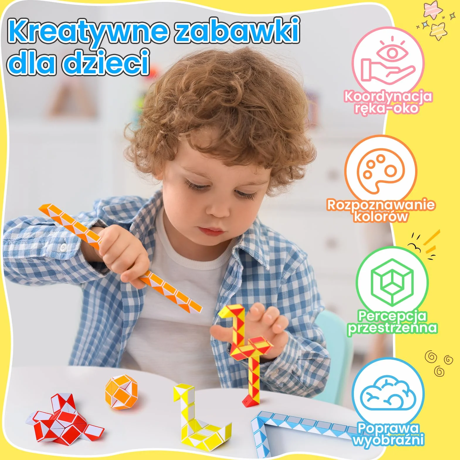Magiczna kostka węża, zestaw 10 sztuk, 24 bloki, kostki prędkości węża, wypełniacz torebek imprezowych, zabawka do obracania puzzli, prezenty na imprezę dla dzieci (kolor losowy)