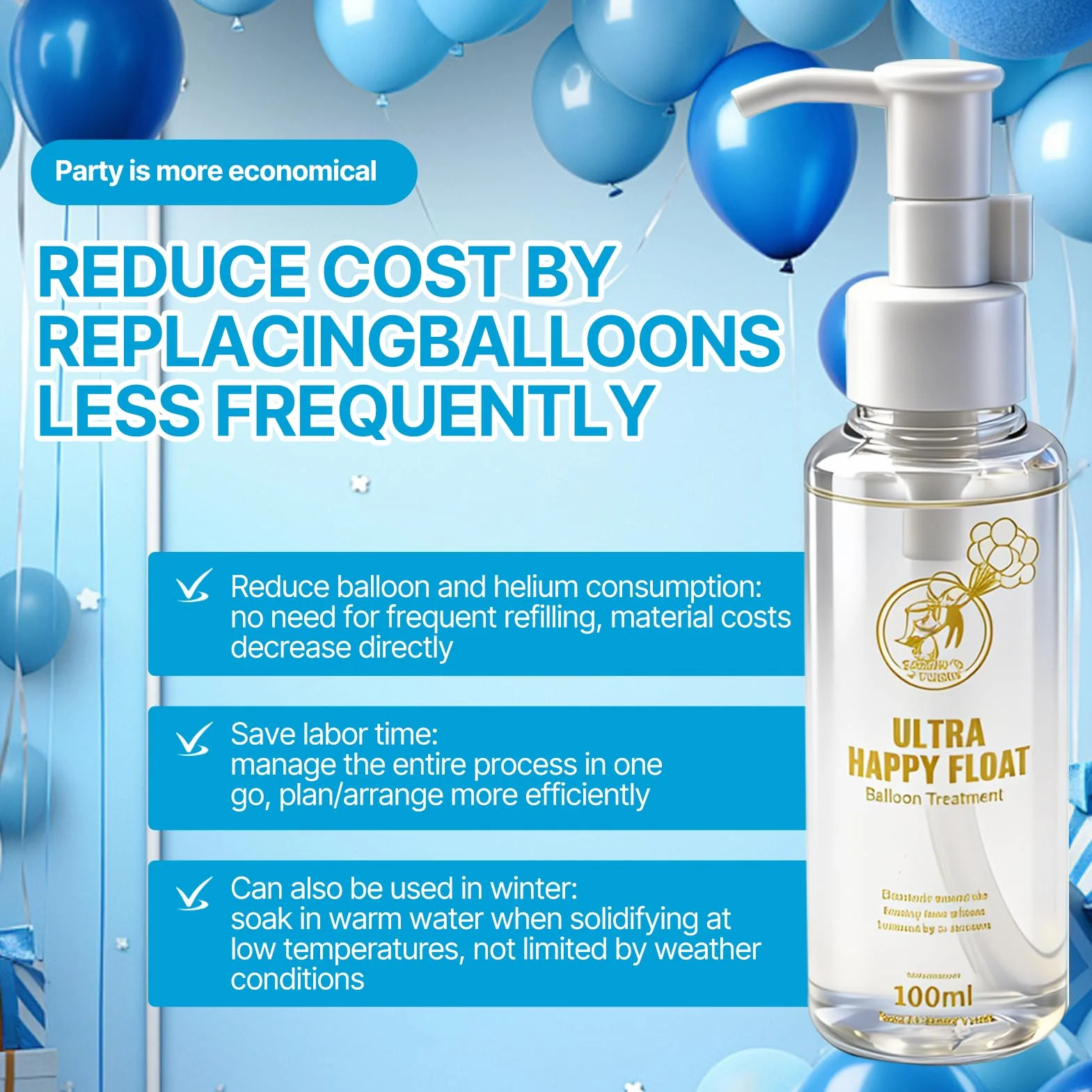 Żel do balonów z pompką 100 ml, płyn ochronny do balonów z helem, preparat dolateksowychbalonów z helem, ekologiczny płyn ochronny dobalonów, preparat dobalonów lateksowych, na imprezy.