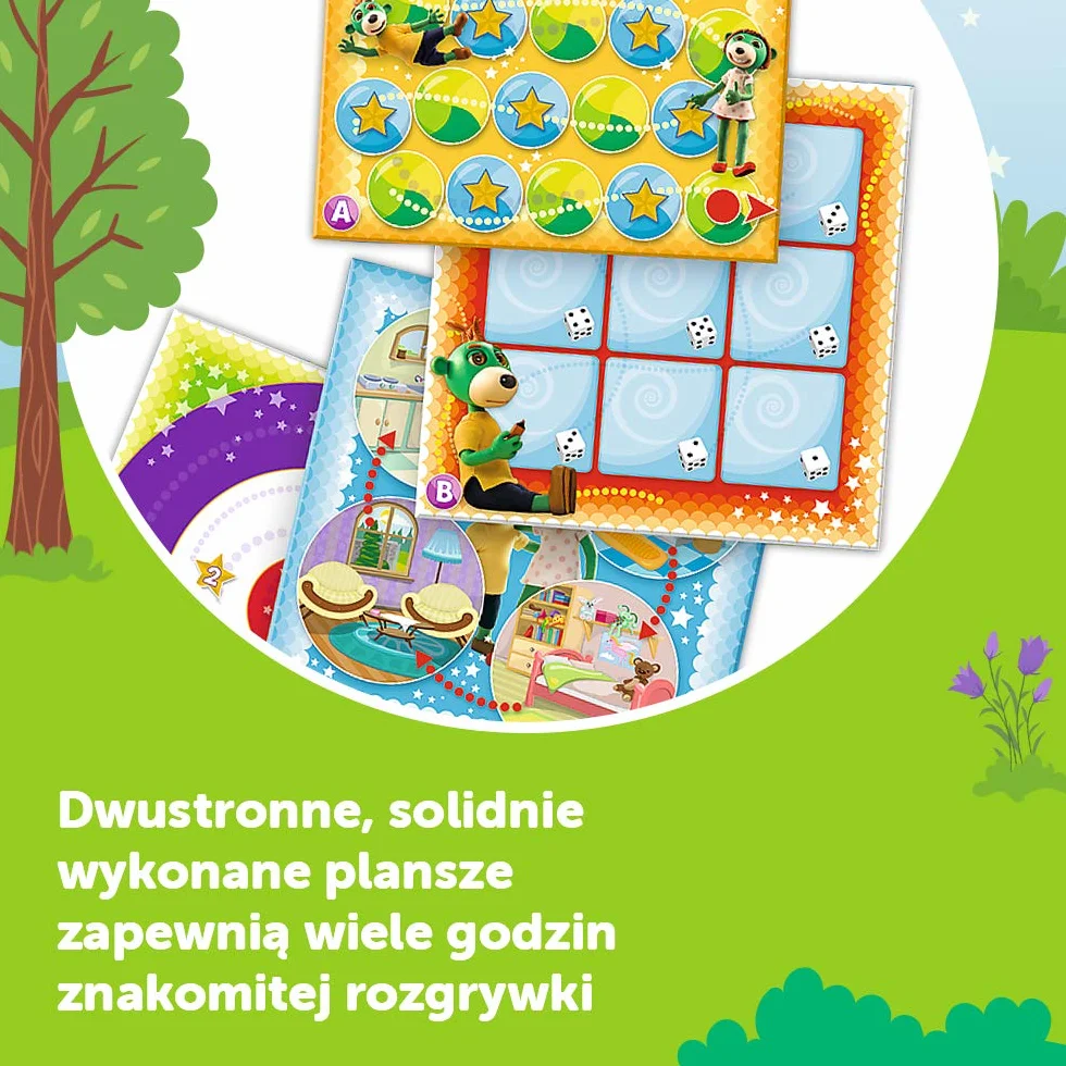 Trefl Kalejdoskop 15 Gier Zestaw Rodzinnych Gier z Bohaterami Bajki Rodzina Treflików dla Dzieci Powyżej 5 Lat