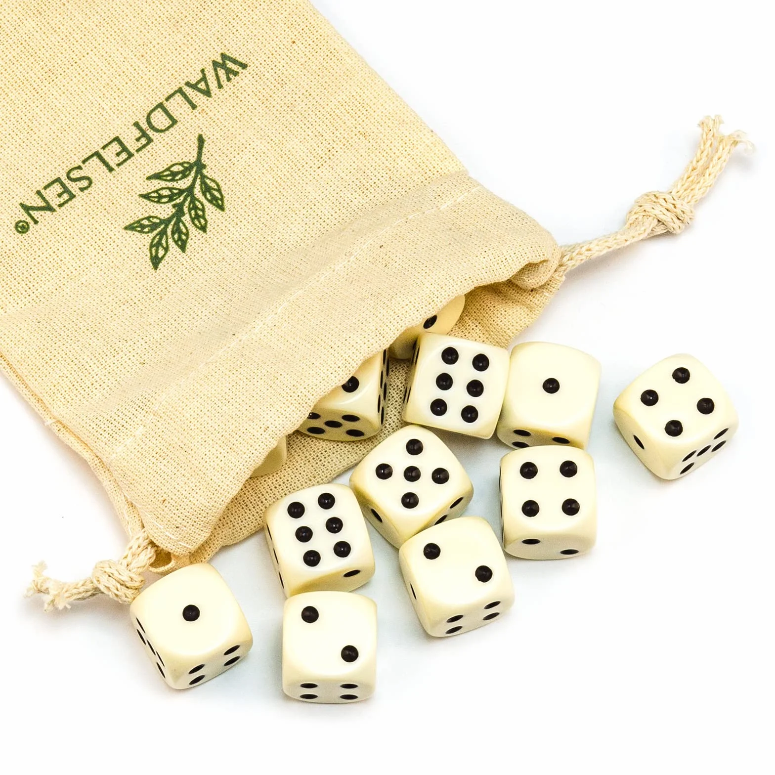 6, 12, 20, 30 lub 50 wysokiej jakości kostek, standardowy rozmiar 16 mm, kostka akrylowa, kostka, 6-stronny, zestaw akcesoriów do zabawy, z woreczkiem materiałowym (kolor kości słoniowej