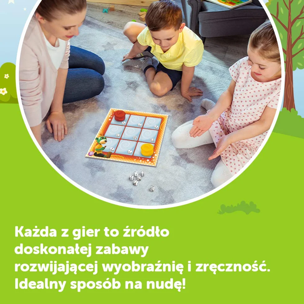 Trefl Kalejdoskop 15 Gier Zestaw Rodzinnych Gier z Bohaterami Bajki Rodzina Treflików dla Dzieci Powyżej 5 Lat
