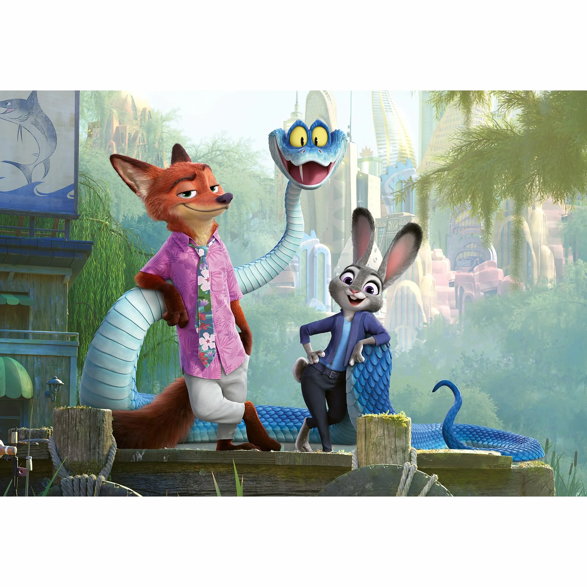 Trefl - Zootopia 2, Tajemnice Zootopii - Puzzle 100 Elementów - Kolorowa Układanka z Bohaterami Bajki, dla Dzieci od 5 lat