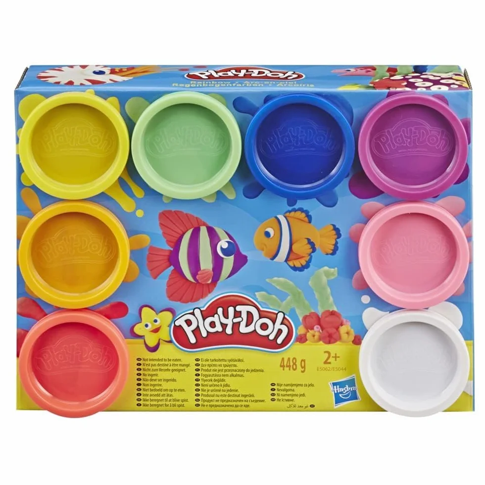 Play-Doh Ciastolina 8-Pak - Tęczowe Kolory, w tym biały | Masa plastyczna | Zabawka dla dziecka i pomysł na prezent dla 2-latka |