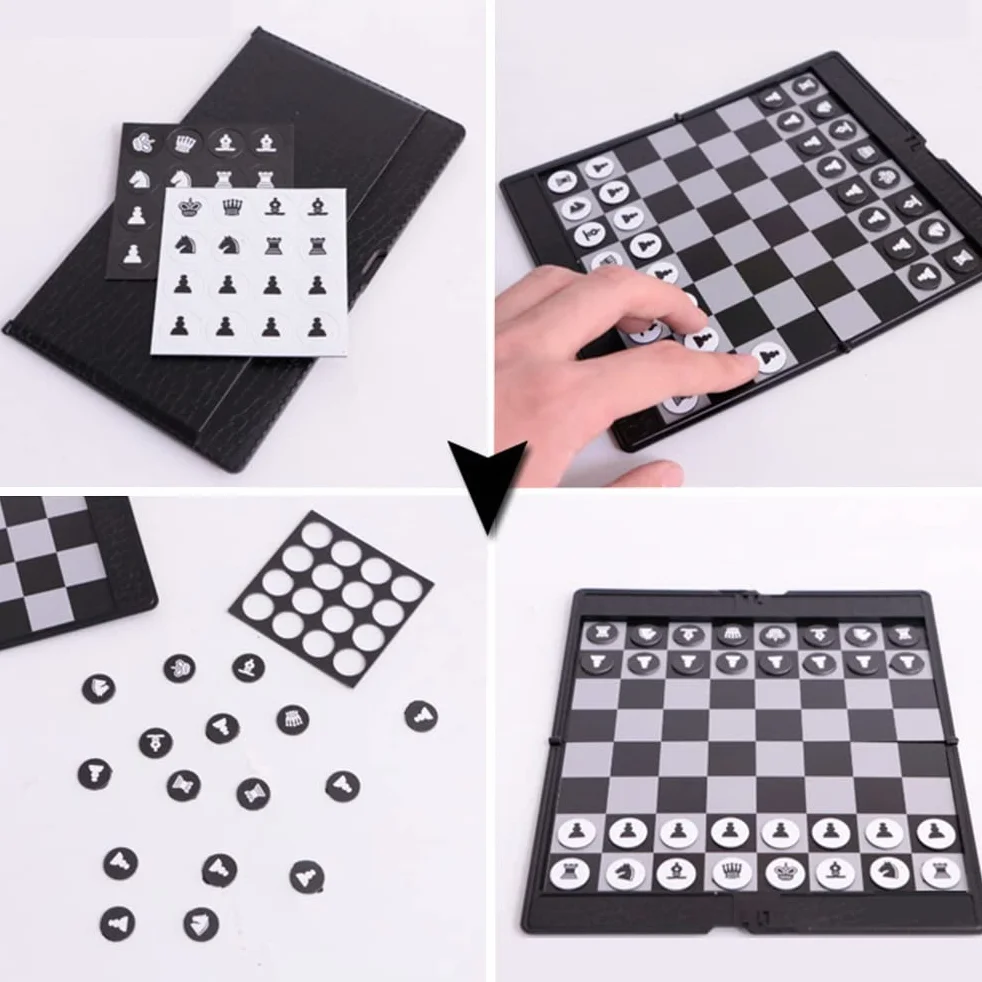 Zestaw szachów Trave, 19 x 14 x 1 magnetyczny zestaw szachów turystycznych składana szachownica z magnetycznymi szachami, przenośne zestawy szachownic turystycznych