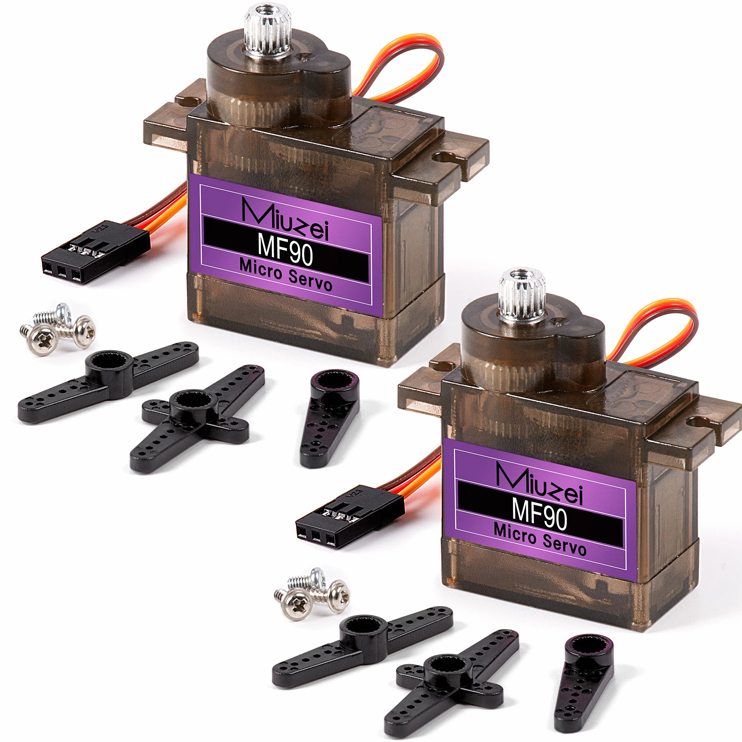 Miuzei Mini Serwo Motor Modelarski Sterownik z metalowym przekładnikiem Serwomotor do sterowania zdalnego służącego do śmigłowców, wodolotu, samochodu 1/10 1/8, robotów, samolotów o stałych skrzydłach