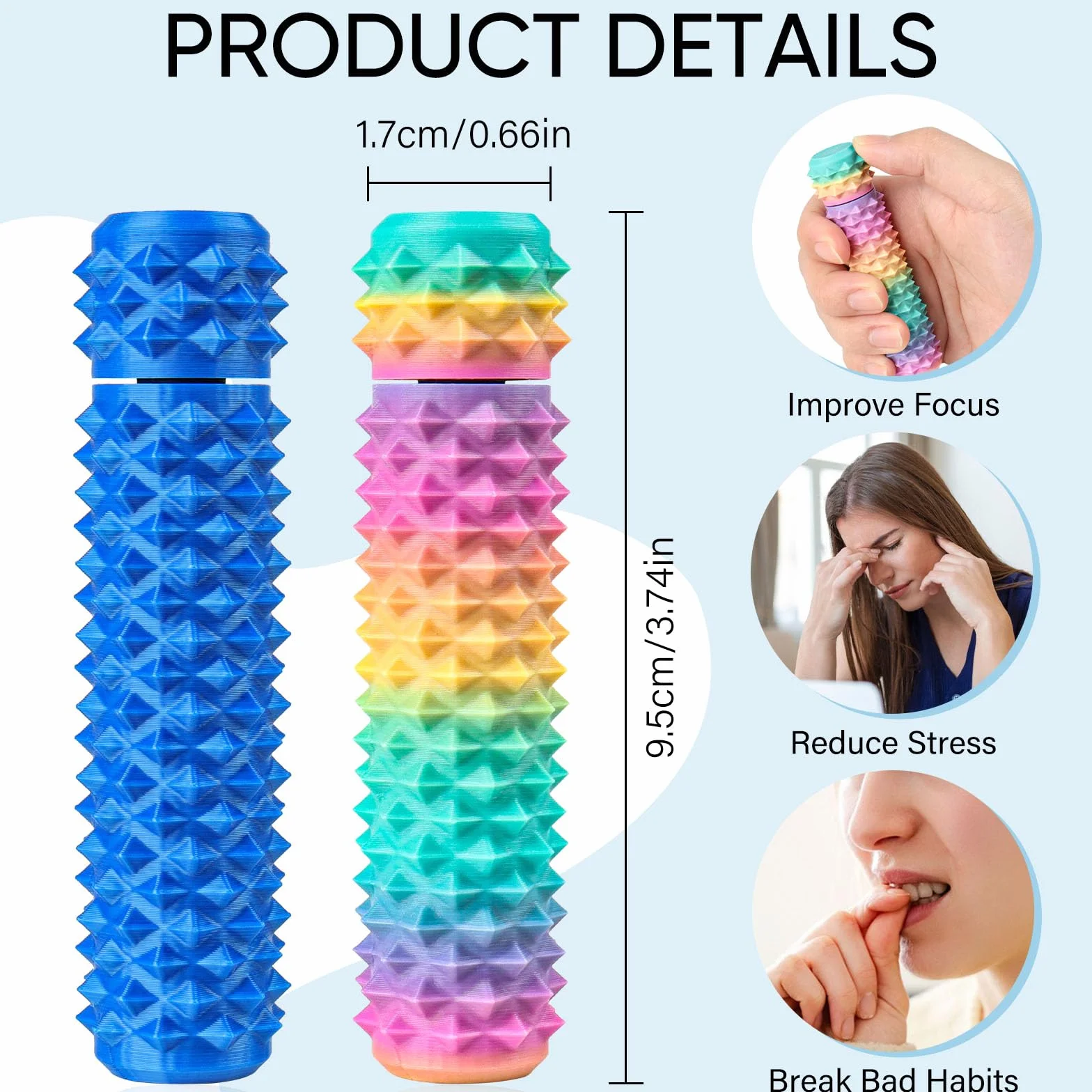Little Ouchies Spiky Pain Fidget Toys 2-częściowy zestaw zabawek dla dorosłych, obracające się zabawki sensoryczne, ADHD, do redukcji stresu i skupienia, dyskretny gadżet antylękowy