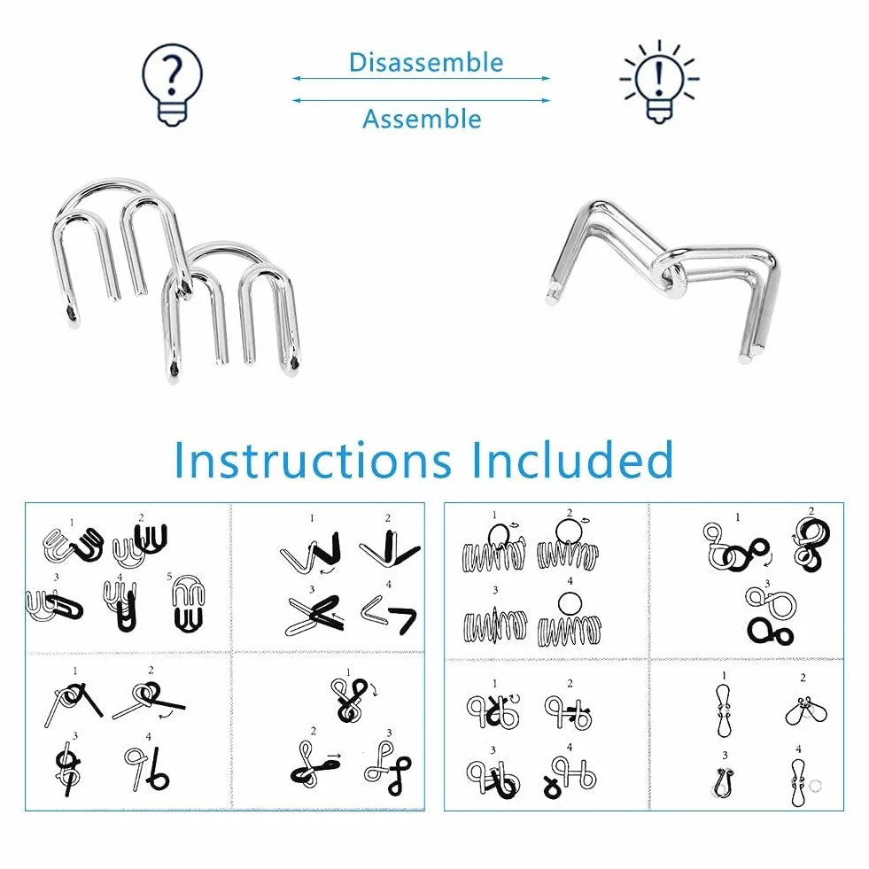 Gry zagadki IQ Test Puzzle zabawki edukacyjne prezenty na dzień dziecka dla dzieci i dorosłych puzzle metalowe 8 sztuk/zestaw