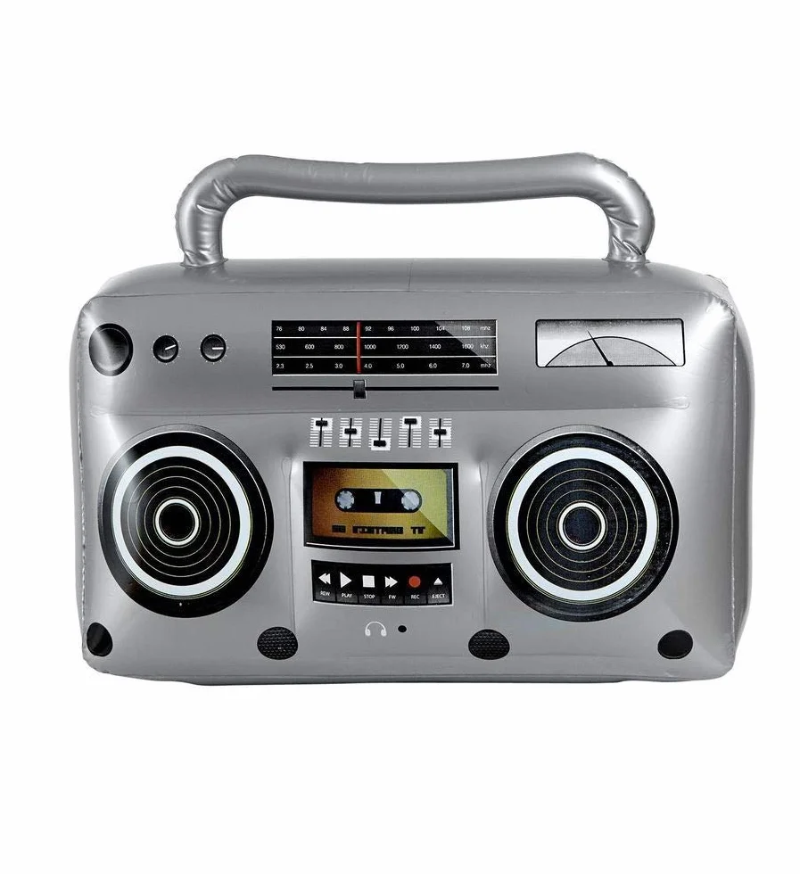 W WIDMANN MILANO Party Fashion – nadmuchiwane radio, ok. 50 cm, akcesoria do kostiumów z lat 80. i 90., dekoracje imprezowe