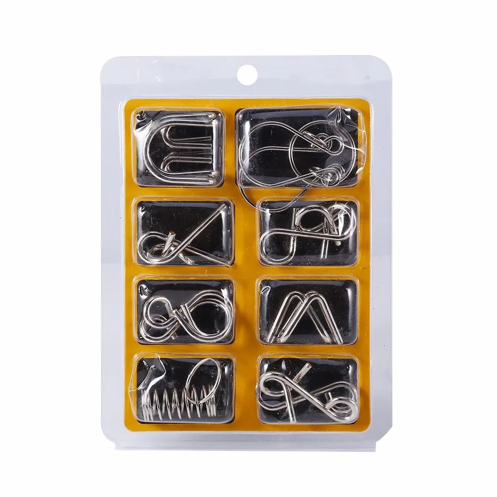 Gry zagadki IQ Test Puzzle zabawki edukacyjne prezenty na dzień dziecka dla dzieci i dorosłych puzzle metalowe 8 sztuk/zestaw