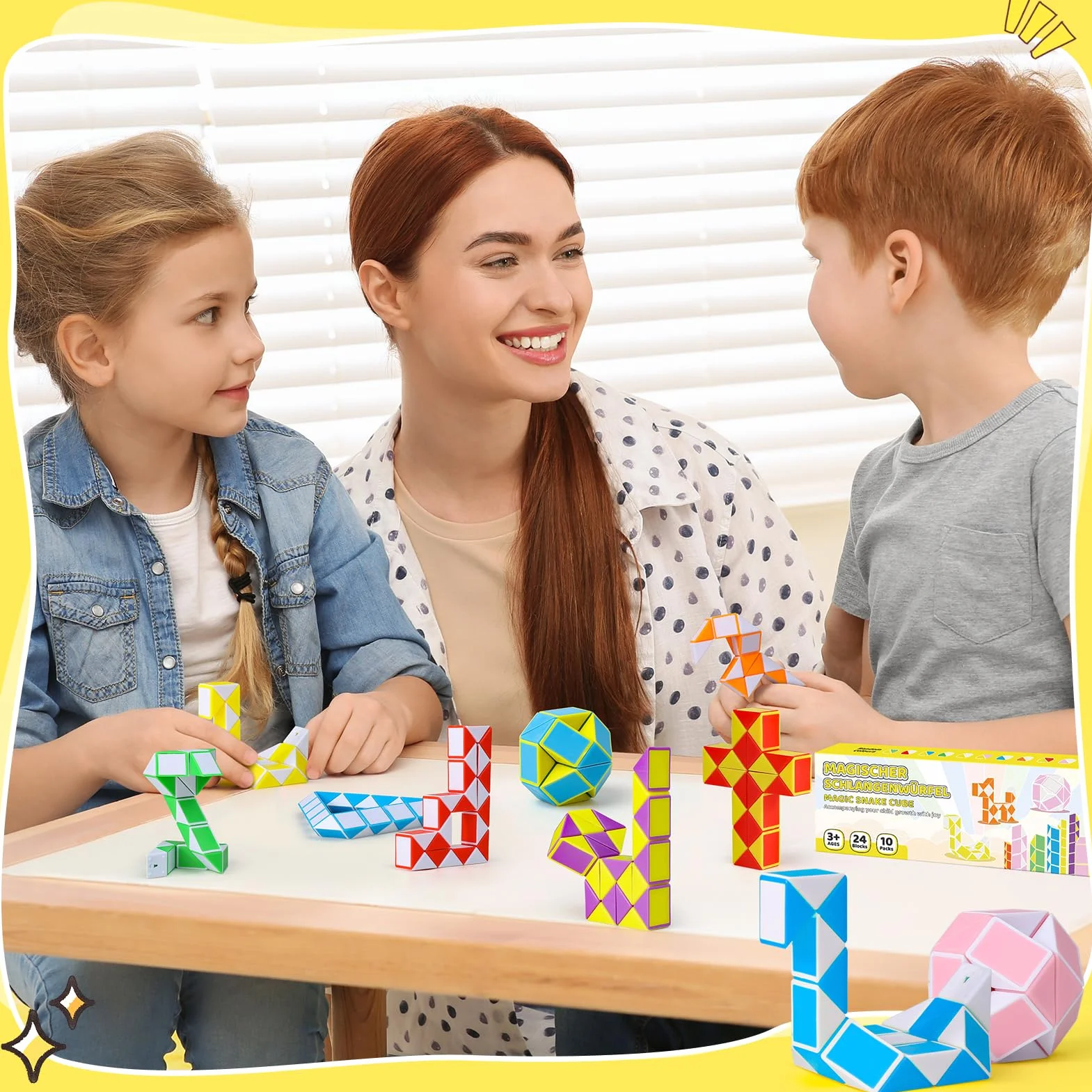 Magiczna kostka węża, zestaw 10 sztuk, 24 bloki, kostki prędkości węża, wypełniacz torebek imprezowych, zabawka do obracania puzzli, prezenty na imprezę dla dzieci (kolor losowy)