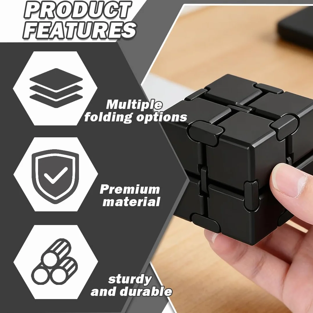 Infinity Cube Fidget Toy – niekończąca się kostka do redukcji stresu i koncentracji – Magic Flip kostka do relaksu i spędzania wolnego czasu