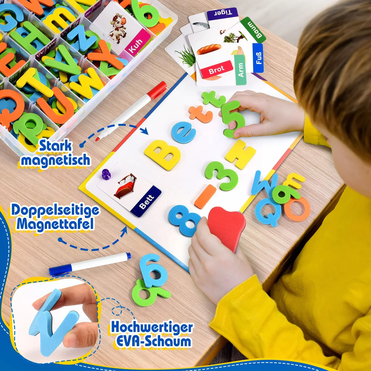 Gry edukacyjne dla dzieci od 3, 4, 5, 6, 7 lat, magnetyczne litery i cyfry, zabawki dla dzieci w wieku od 3 do 7 lat, dla chłopców do nauki liter, prezent dla dziewczynek 3, 4, 5, 6, 7 lat