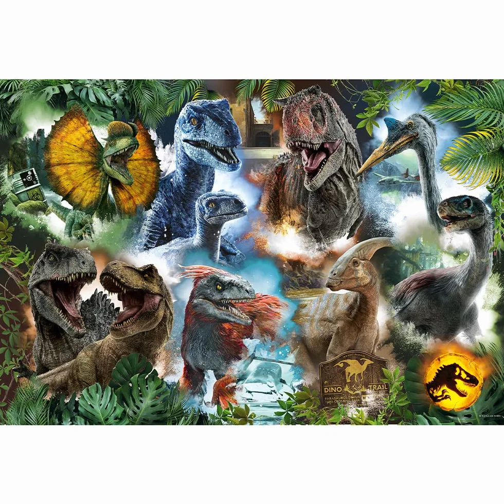 Trefl - Jurassic World Dominion, Ulubione Dinozaury - Puzzle 300 Elementów - Puzzle z Dinozaurami, Park Jurajski, Kreatywna Rozrywka, Zabawa dla Dzieci od 8 lat