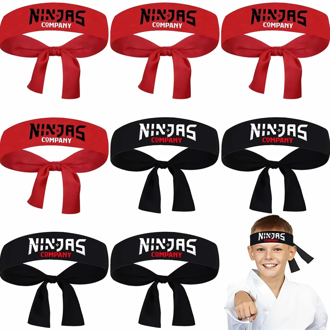 8 opasek na głowę ninja, opaski ninja, dekoracje na przyjęcie urodzinowe dla dzieci, prezenty na imprezy ninja, odpowiednie na imprezy karate, przyjęcie urodzinowe, dla chłopców i dziewcząt