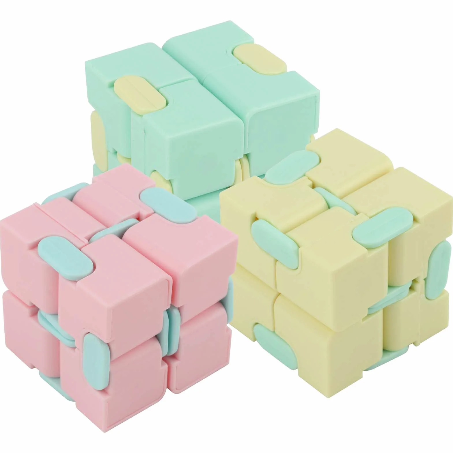 Qcwwy Plastikowa Kostka Nieskończoności Mini Fidget Toy 3 szt. Gra Dekompresyjna Poprawia ostrość Idealna dla Pracowników Biurowych i Przyborów Szkolnych dla Dorosłych