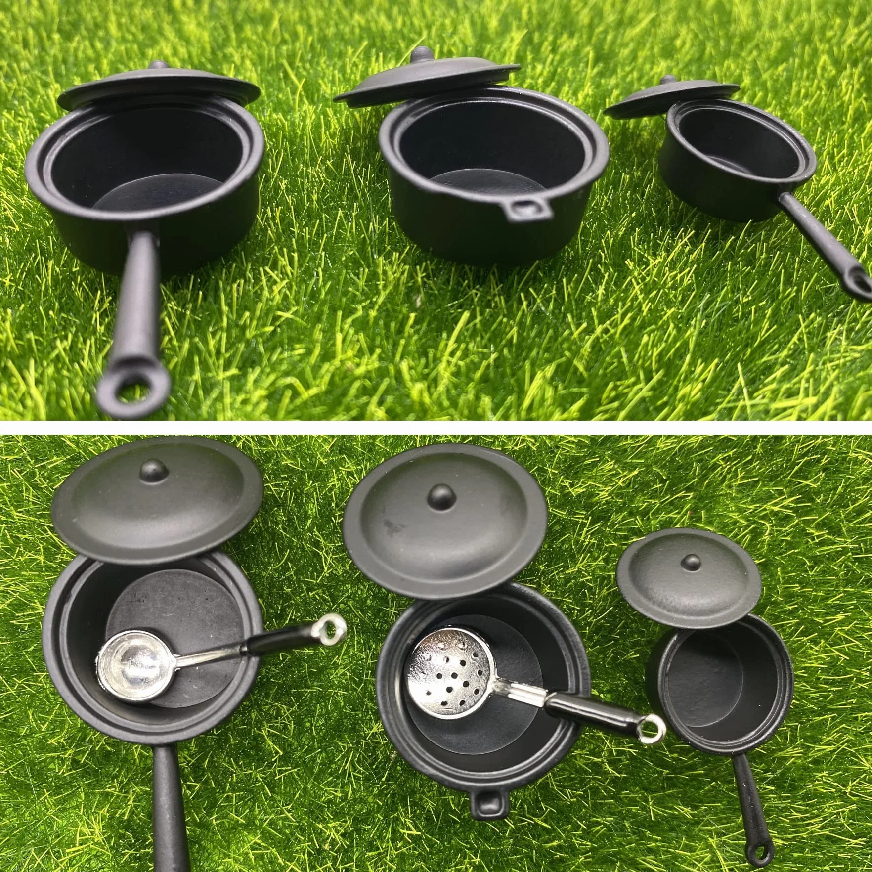 Cayway Miniaturowe akcesoria kuchenne miniaturowe akcesoria kuchenne mini akcesoria do żywności Mini garnek naczynie nóż widelec do zabawy zabawki spożywcze