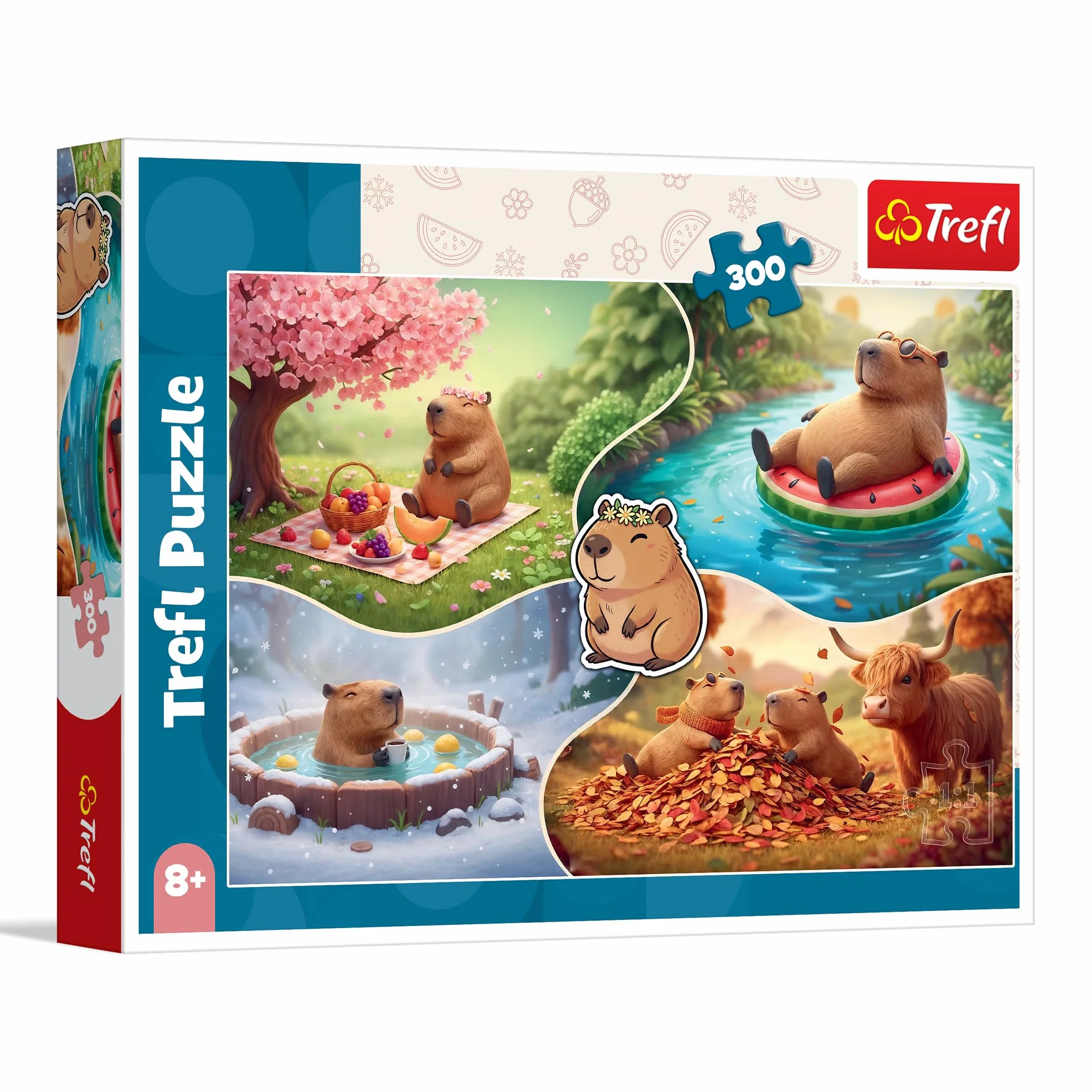 Trefl - Cztery Pory Roku z Kapibarami - 300 Elementów - Kolorowe Puzzle ze Zwierzętami, Kreatywna Rozrywka, Zabawa dla Dzieci od 8 lat
