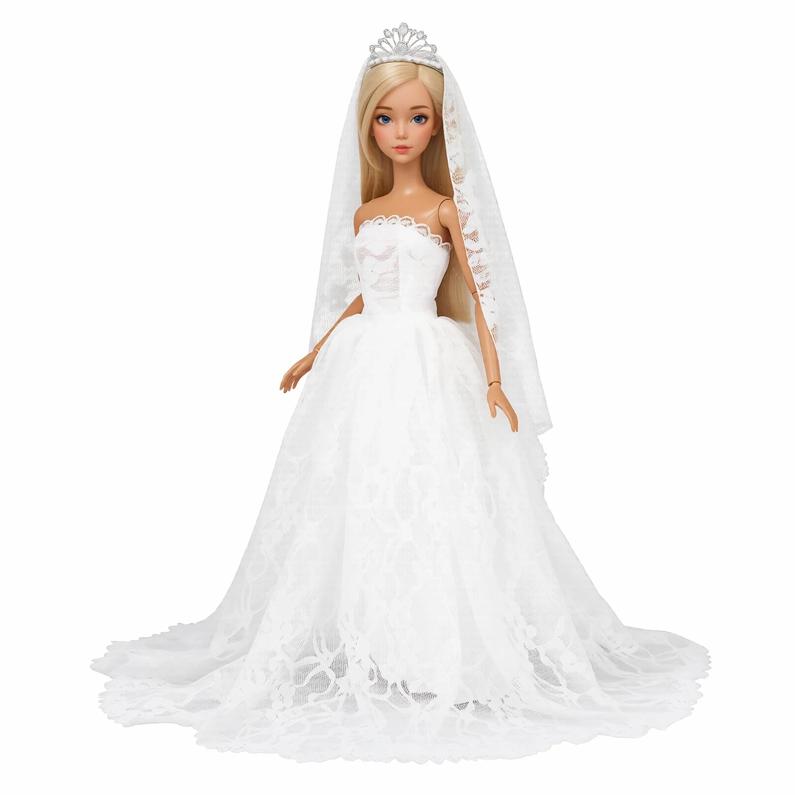 Miunana Suknie ślubne + welon dla panny młodej, dla księżniczek, sukienki dla dziewczynek 40 cm