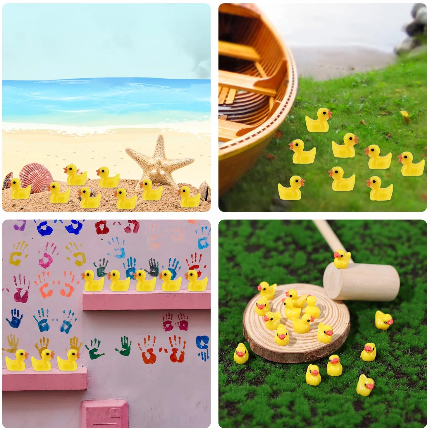 50 Szt. Mini Kaczka z Zywicy, Miniaturowe Kaczki Male Kaczki do Ukrycia Male Mini Figurki z Zwierzeta z Zywicy do Majsterkowania Impreza Ozdoby Mikrokrajobrazu