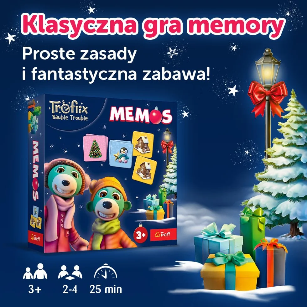 Trefl - The Treflik Family: Treflix Bauble Trouble, Memos - Gra Pamięciowa dla Maluchów, Memory z Bohaterami Bajki Trefliki Ratują Święta, dla Dzieci od 3 lat