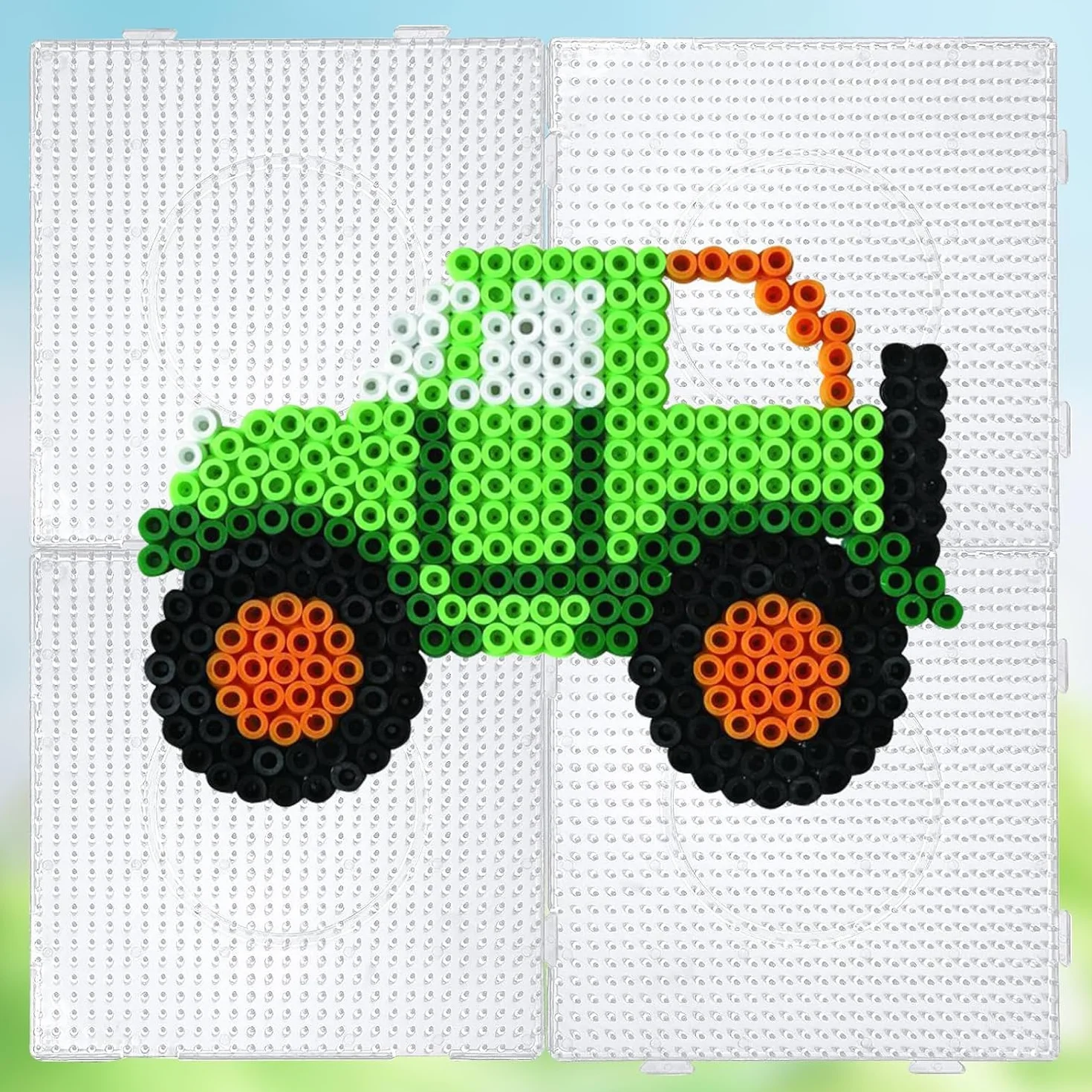 Vytung Zestaw 4 szt. koralików bezpiecznikowych 5 mm, 130 wzorów, pęseta i papier do prasowania, duże przezroczyste plastikowe tablice pegboardowe, szablon, koraliki dla dzieci, koraliki rzemieślnicze