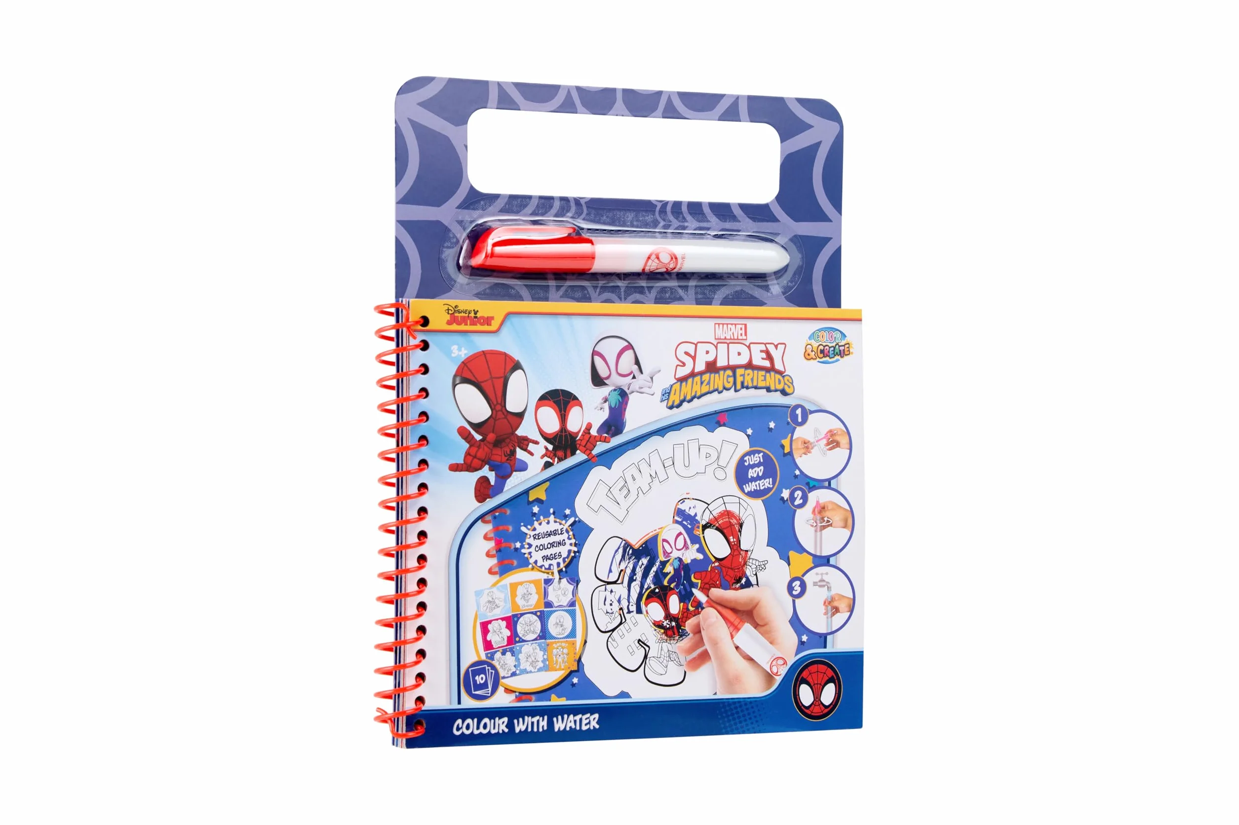 Marvel Spidey kolorowanka z wodą zestaw do rysowania dla dzieci | pisak wodny w zestawie | Spidey and His Amazing Friends kreatywna zabawka dla chłopców i dziewczynek