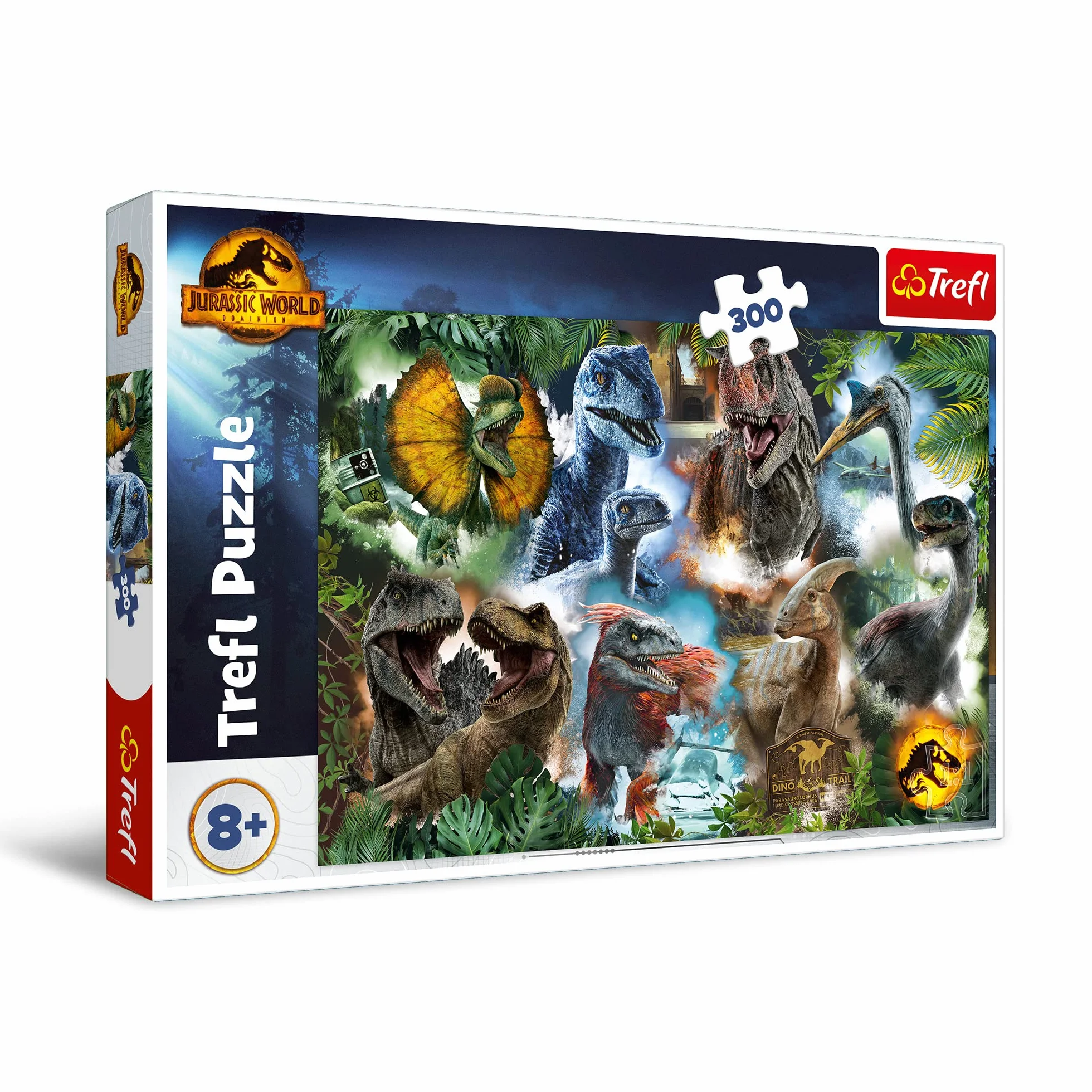 Trefl - Jurassic World Dominion, Ulubione Dinozaury - Puzzle 300 Elementów - Puzzle z Dinozaurami, Park Jurajski, Kreatywna Rozrywka, Zabawa dla Dzieci od 8 lat