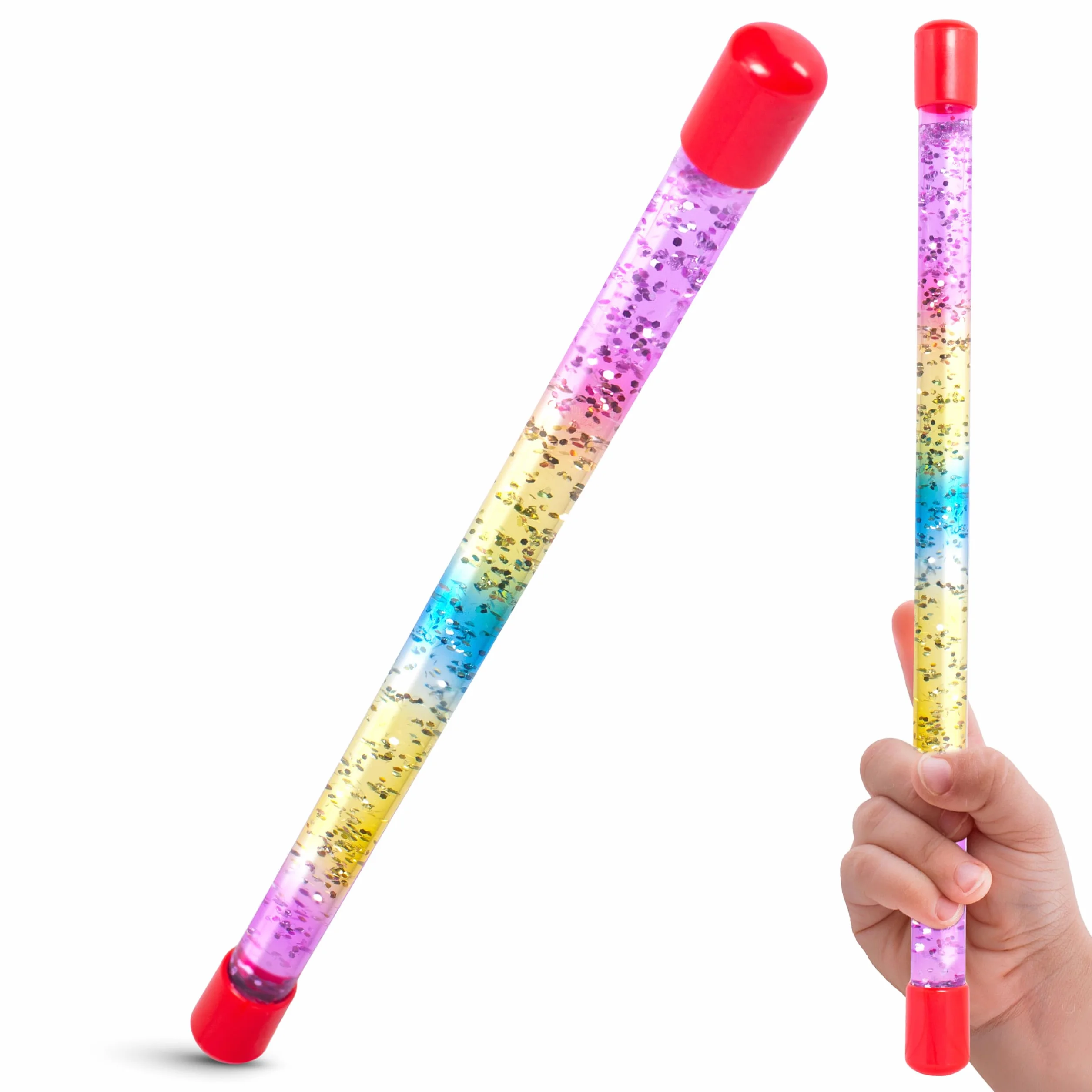 Różdżka Magiczna dla Dzieci, Kolorowy Kij z Brokatem w Cieczy 30 cm – Sensoryczna Glitter Różdżka dla Małej Księżniczki, Wróżki lub Czarodzieja – Tiwoca